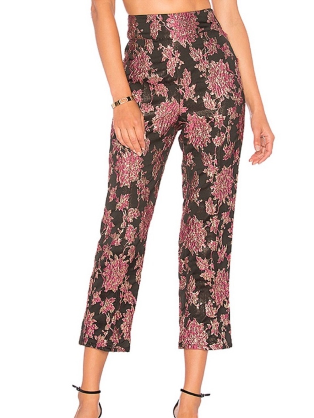 For Love and Lemons Metallic Luella Trouser Pants